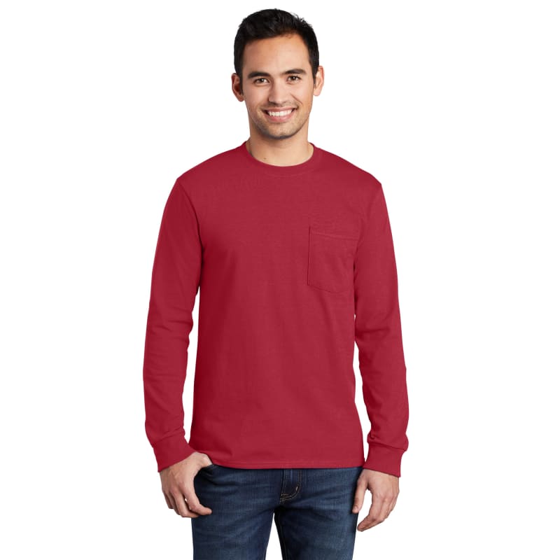 Port & Company Tall Long Sleeve Essential Pocket Tee. 9