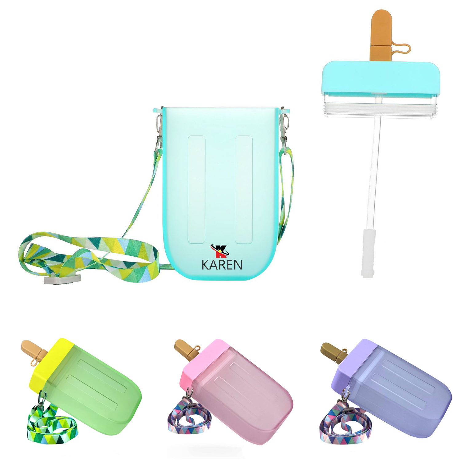 Sports Popsicle Water Bottle With Adjustable Shoulder Strap