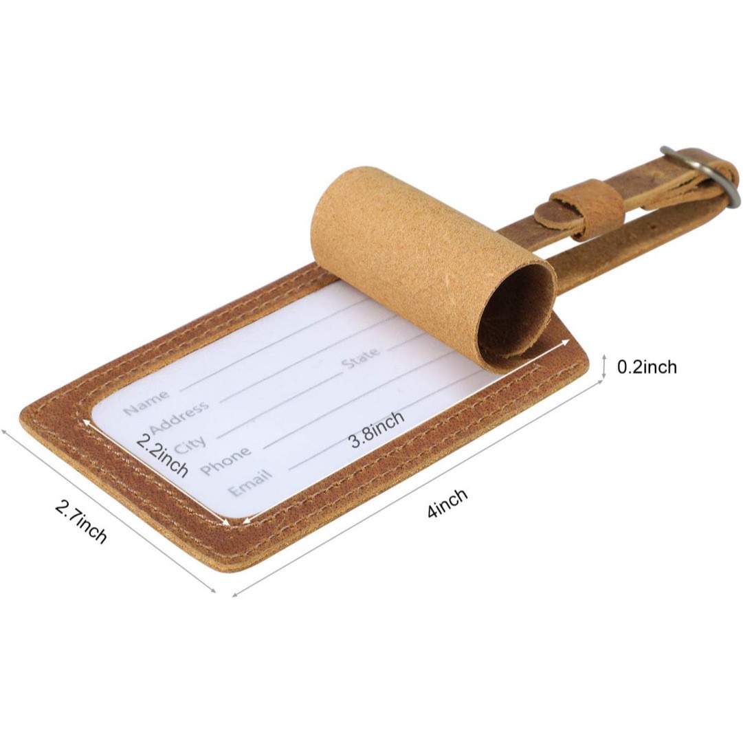 Leather Luggage Tag with Adjustable Strap 4