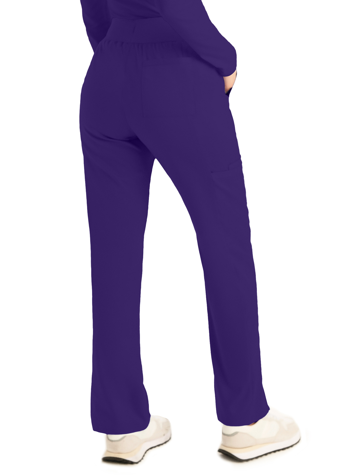 Landau - ProFlex - Women's Five-Pocket Mid-Rise Rib-Knit Elastic Waist Straight Leg Pant 36