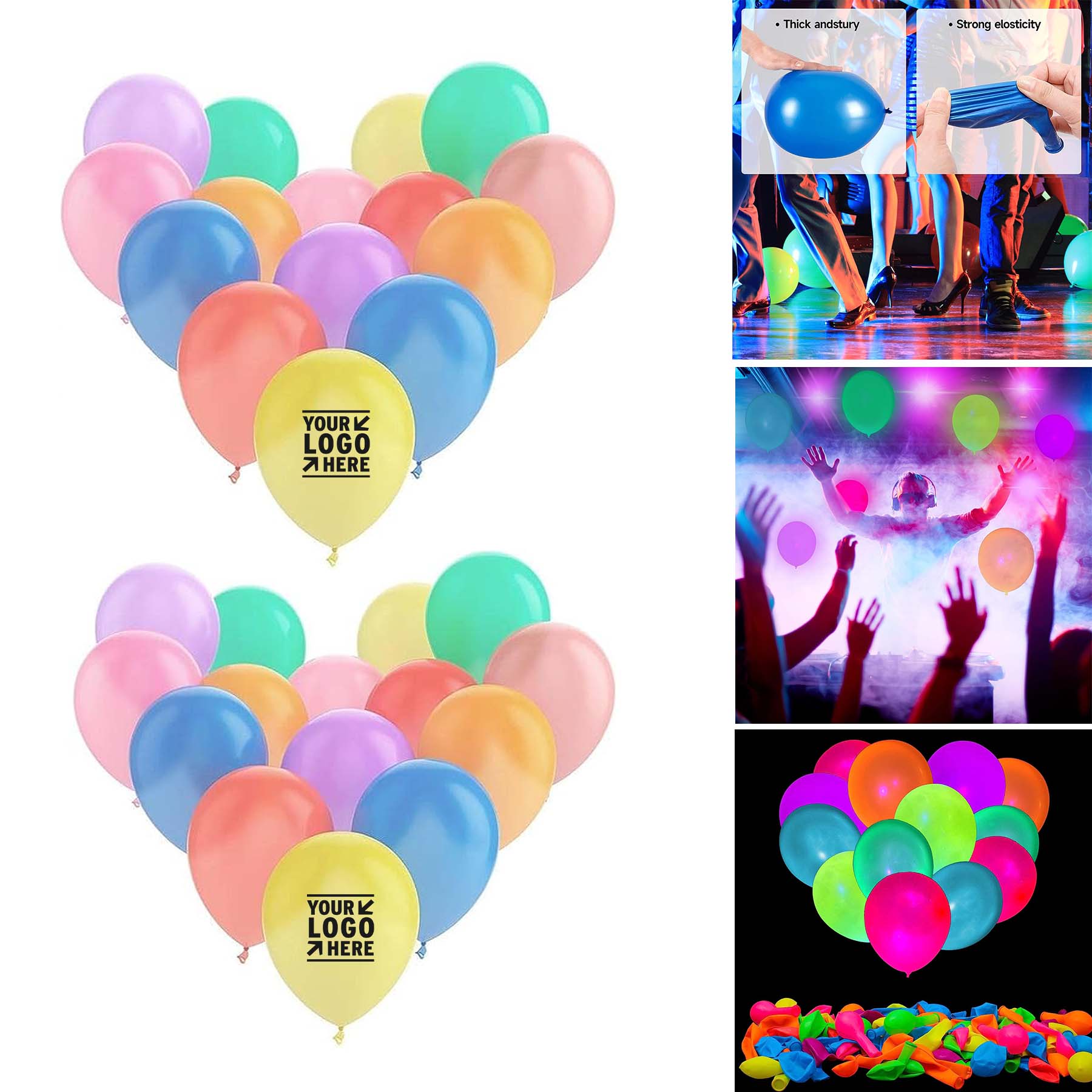 UV Neon Birthday Party Decorations Glow Blacklight Reactive Fluorescent Balloon