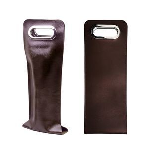Elegant PU Leather Wine Bag With Metal Handles, custom tote bag with logo imprint 4