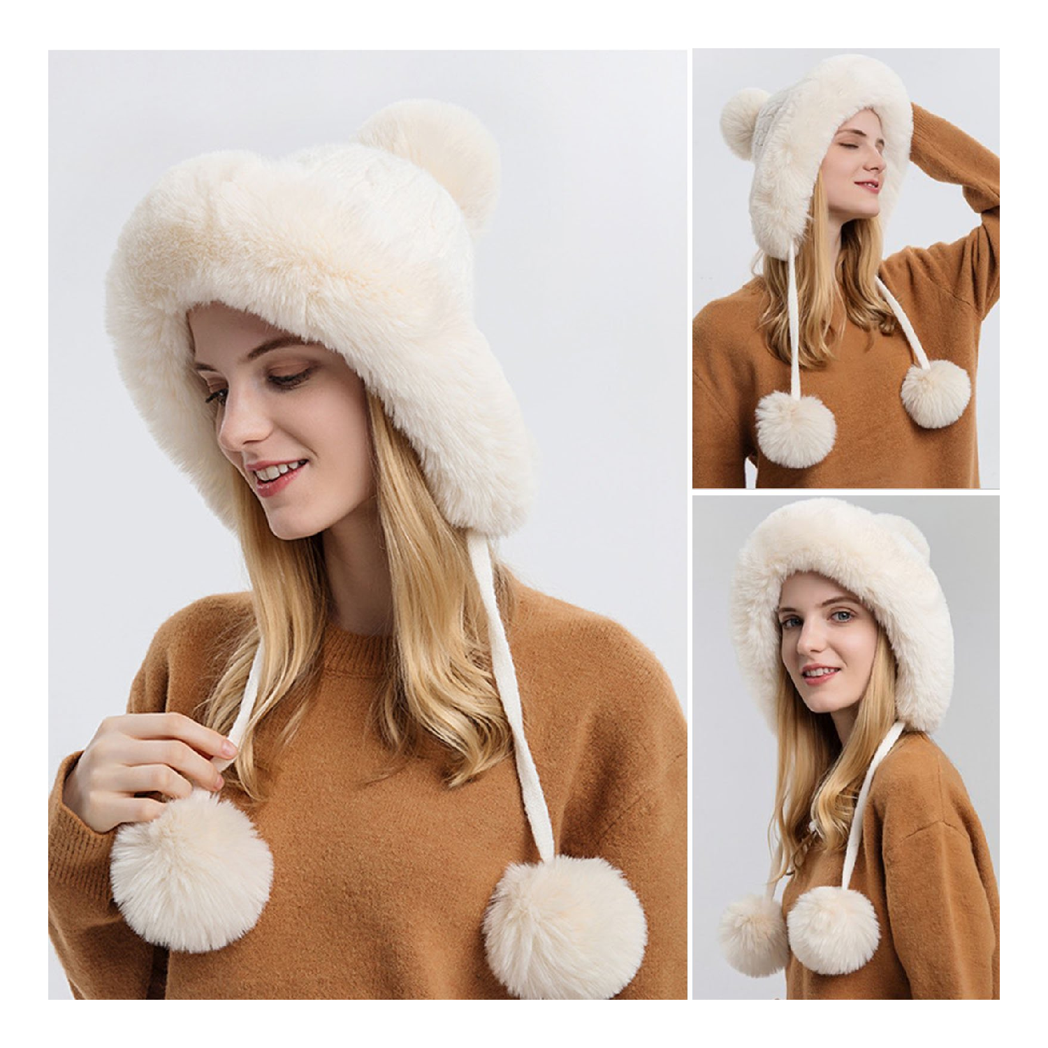 Women Winter Wool Cover Ear Hat 4