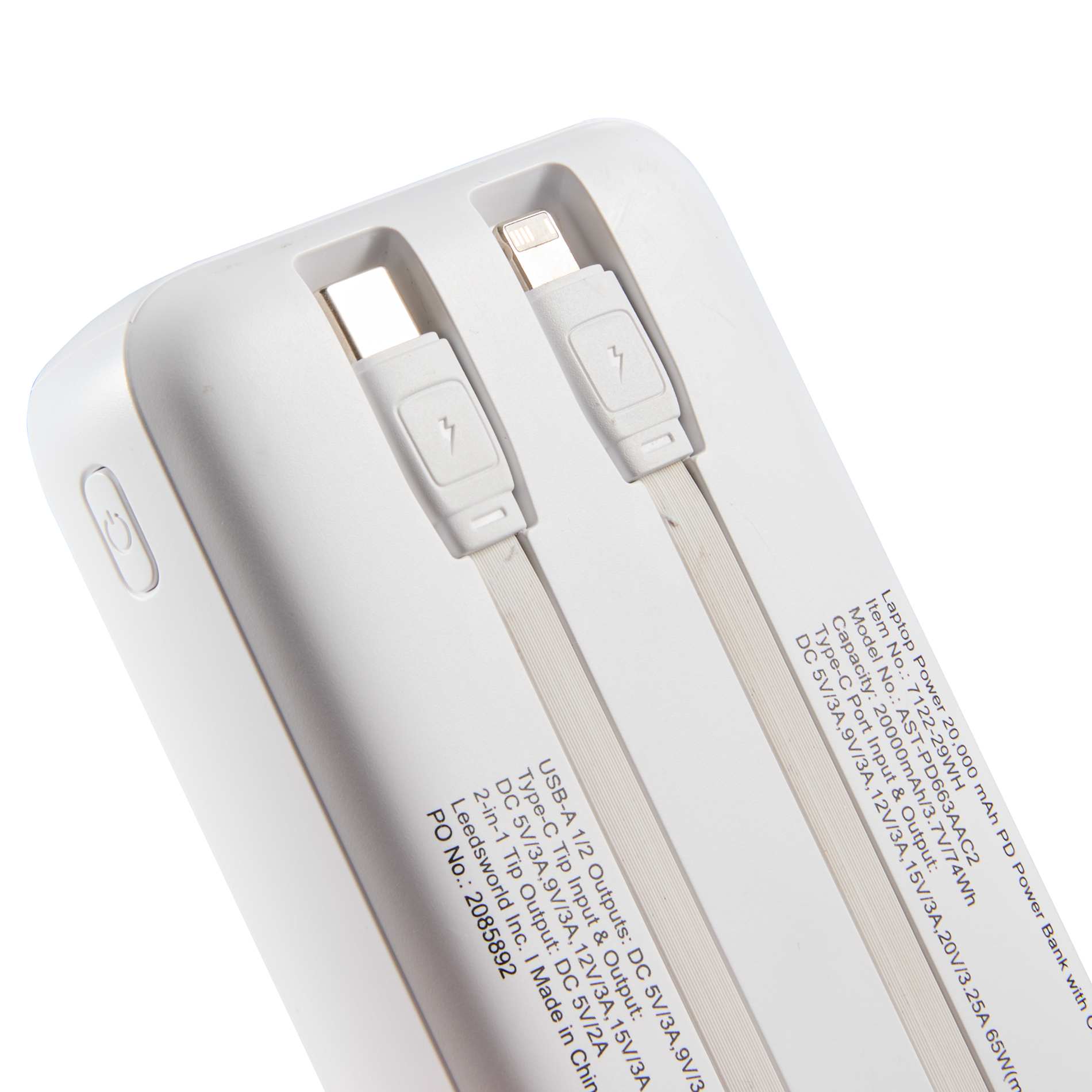 Laptop Power 20,000 mAh PD Power Bank with Cables 41