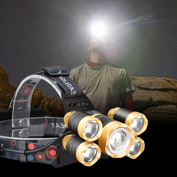 High quality 5 LED Rechargeable Headlamps Torch Light 6