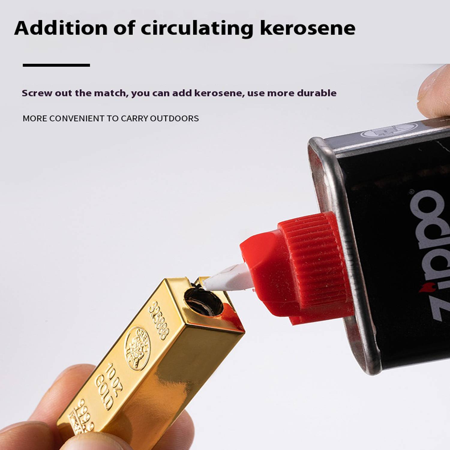 Creative Gold Brick Ten Thousand Match Kerosene Lighter 4