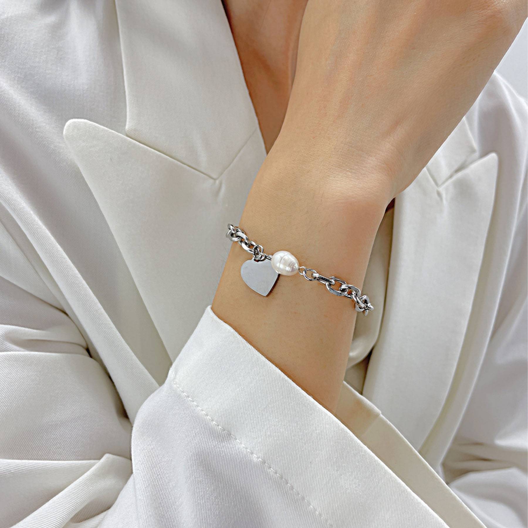 Titanium Steel Love Pearl Bracelet 8