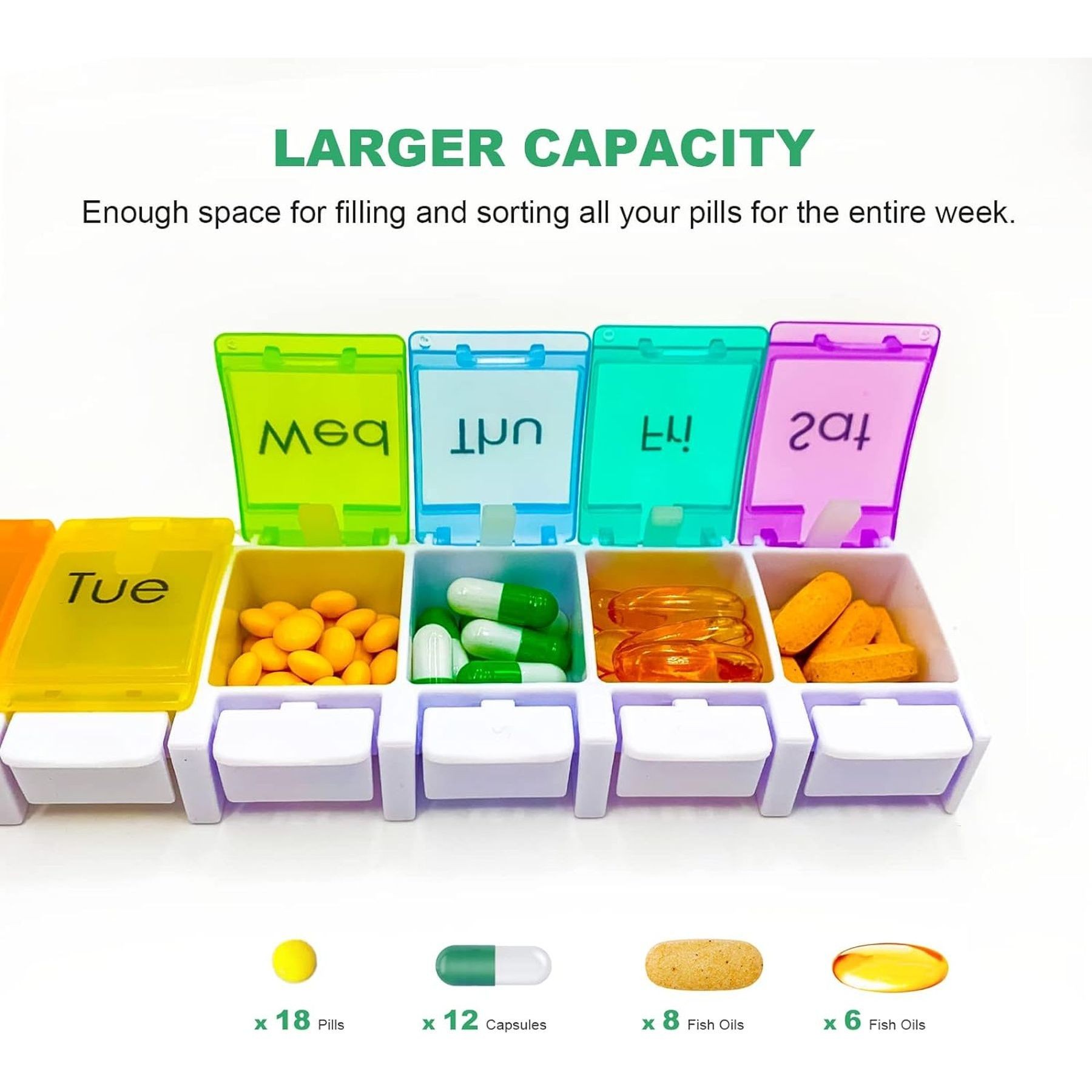 Weekly Pill Organizer Bpa Free Travel 7 Days Pill Box Case 8