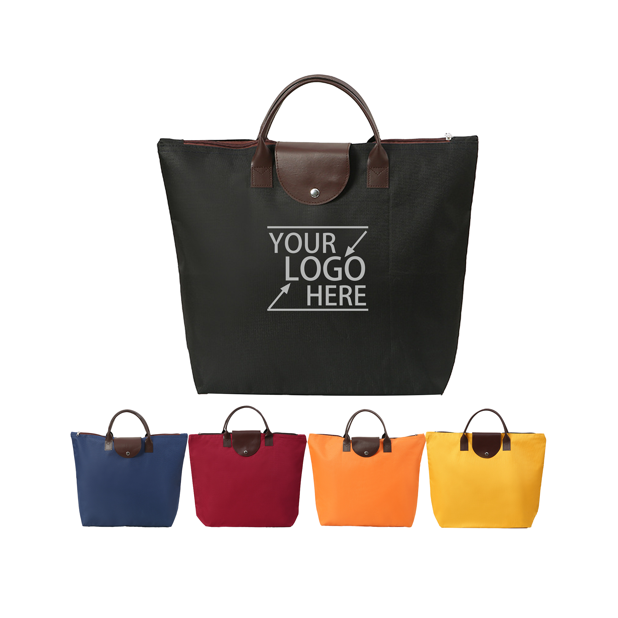 Oxford Fabric Waterproof Collapsible Zipper Shopping Bag, custom tote bag with logo imprint 2