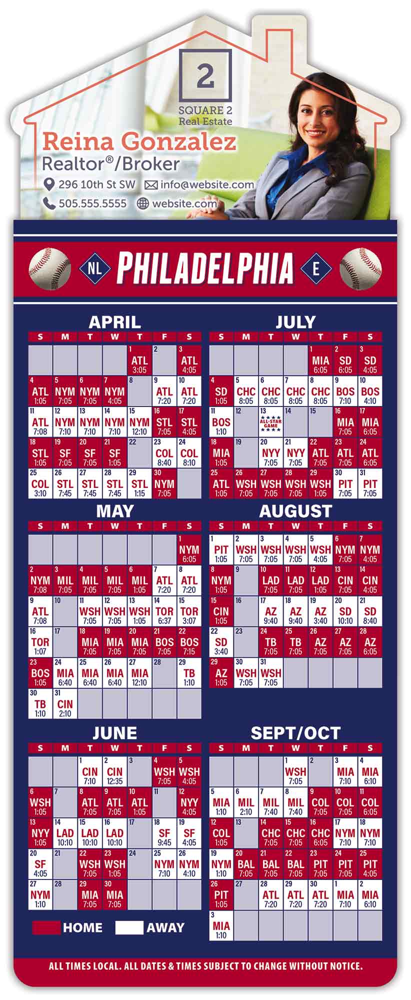 Magna-Card House Shape Magnet - Baseball Schedules (3.5 x 9) 1