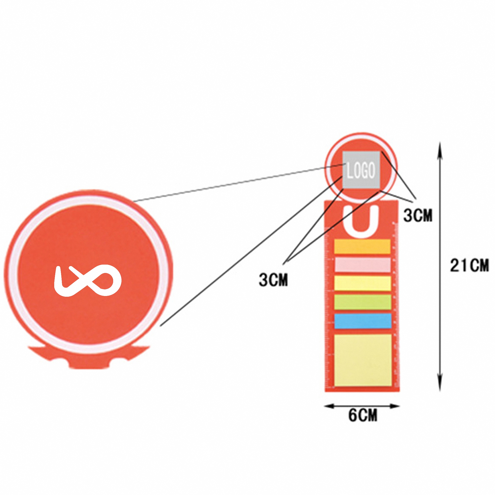 Multifunctional Sticky Note Bookmark with Ruler 4