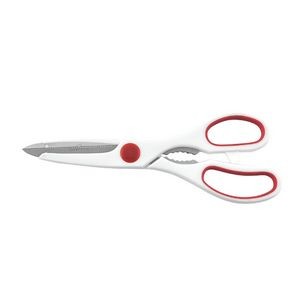 Ergonomic Kitchen Scissors With Walnut Cracker Handle Stainless Steel 11