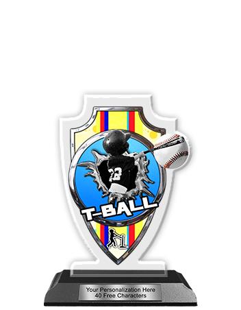Acrylic Trophy: 6" Arrow Head, T-Ball Design, 3x5" 2