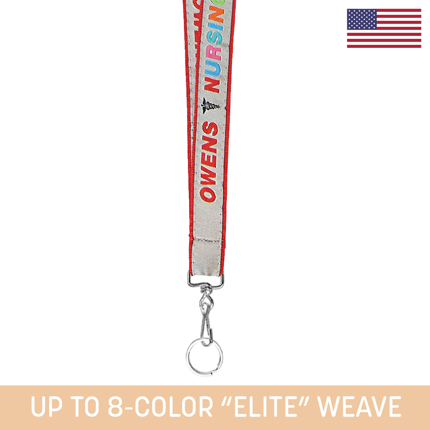 3/4" Woven Lanyard w/ Swivel Snap & Split Ring - "Elite" Weave