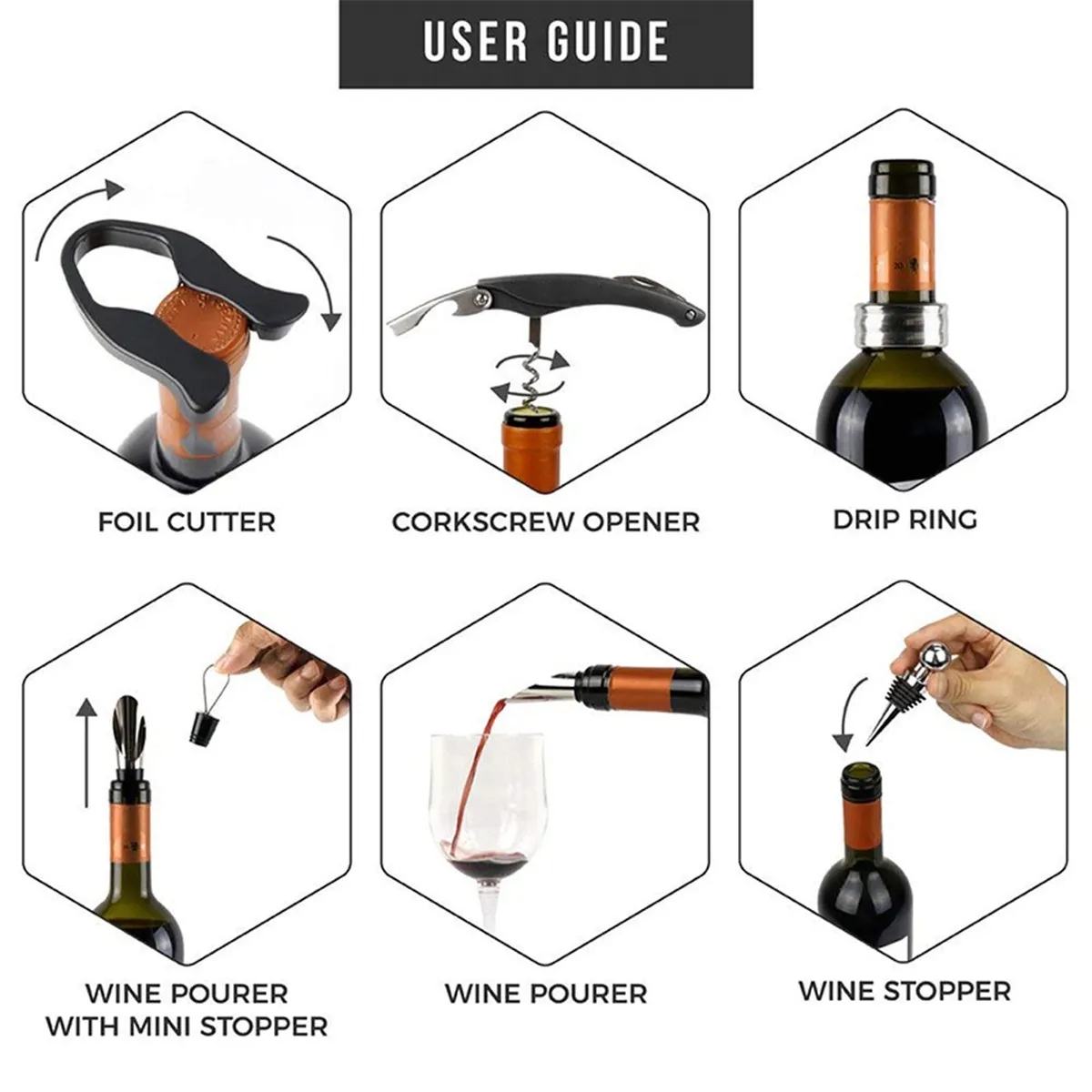 5 Pcs Wine Bottle Corkscrew Opener Kit 2