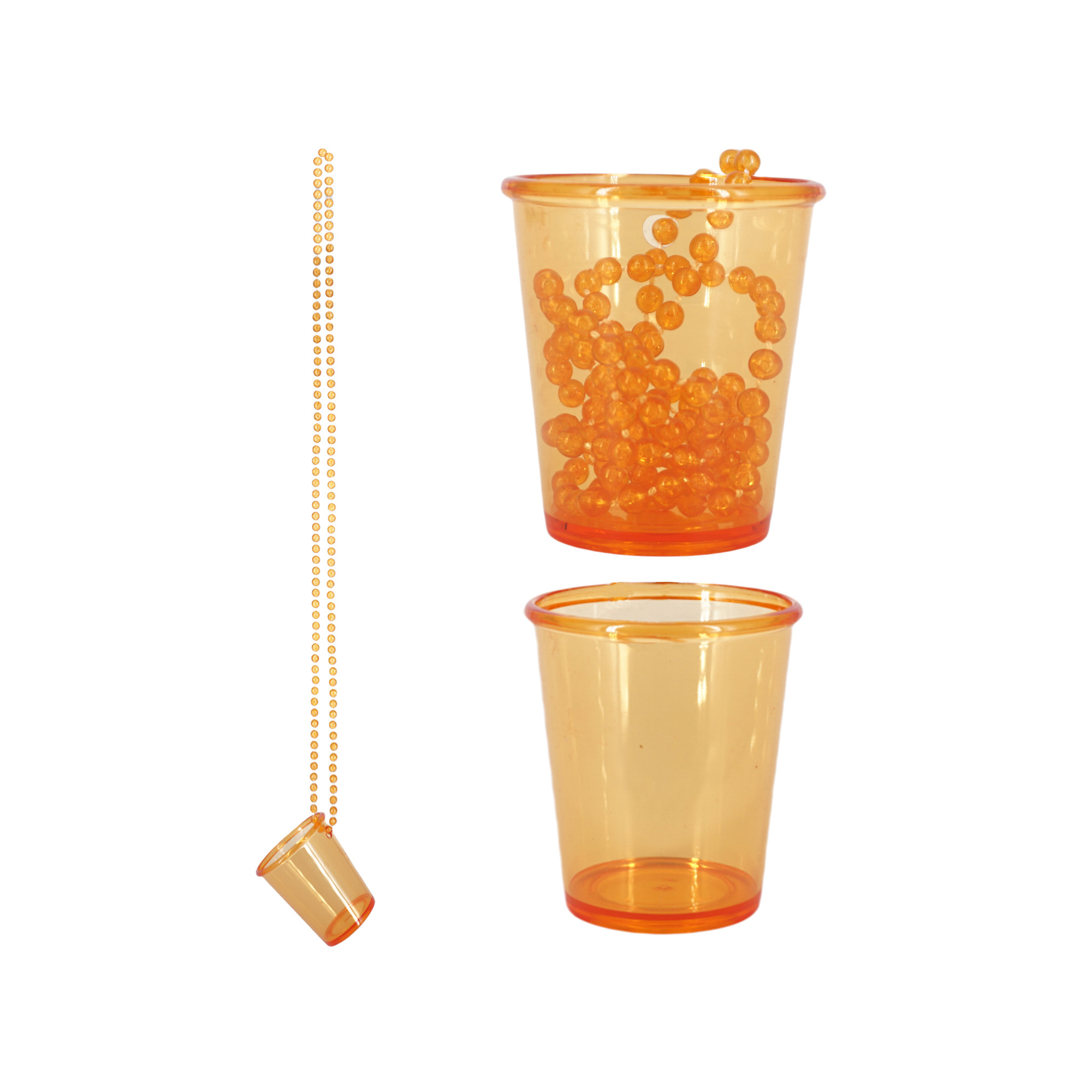 Plastic Shot Glass Necklace With Thirty Inch Chain 1.37" Width X 2.2" Height 11