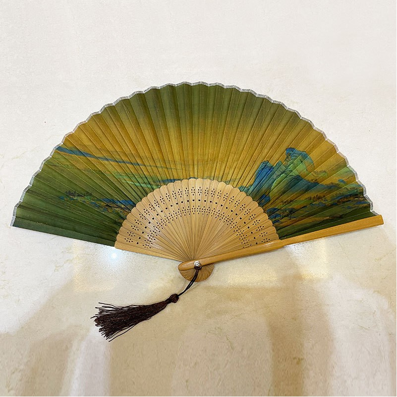 Folding Hand Fan With Bamboo Rib 2