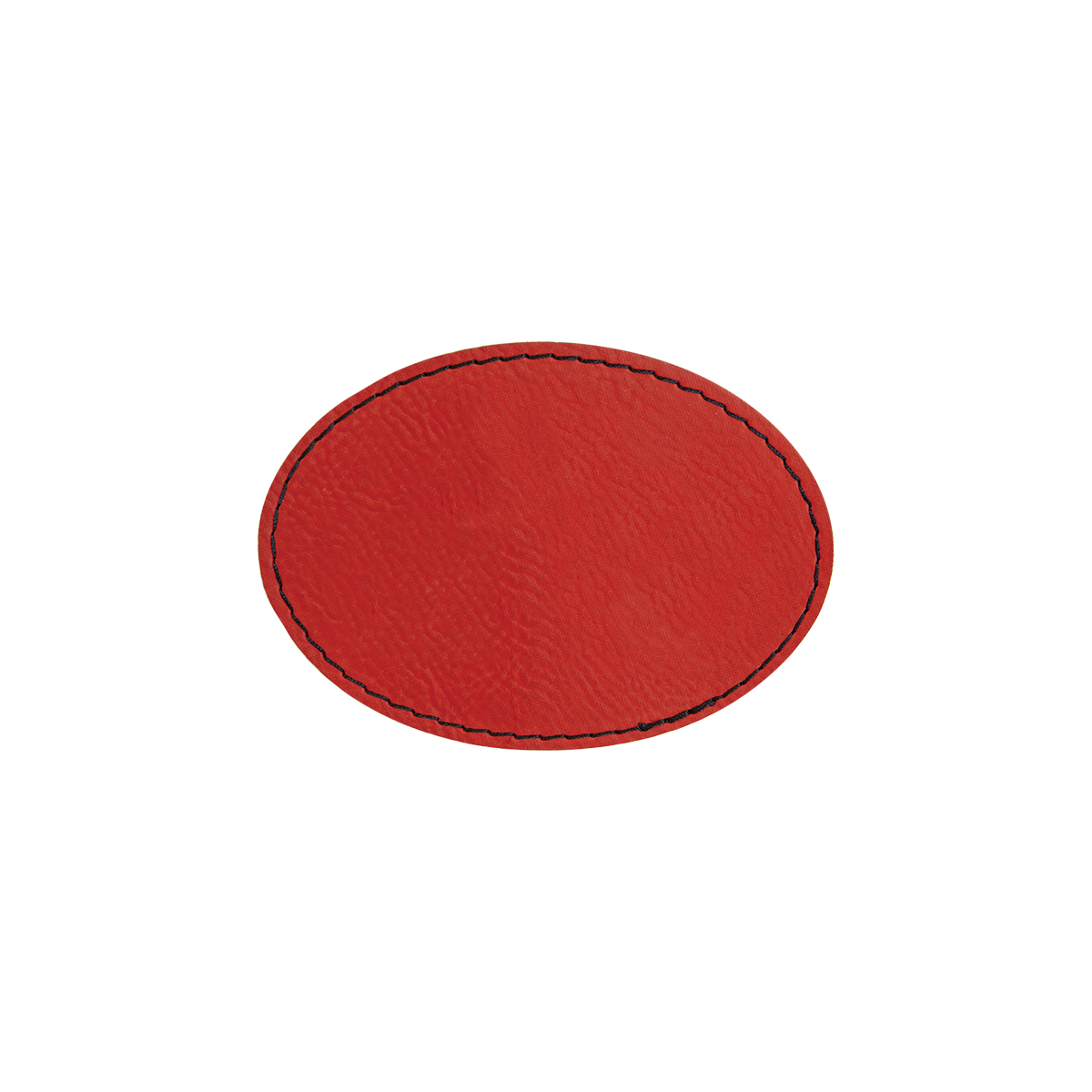 3" x 2" Red Leatherette Oval Patch with Adhesive 2