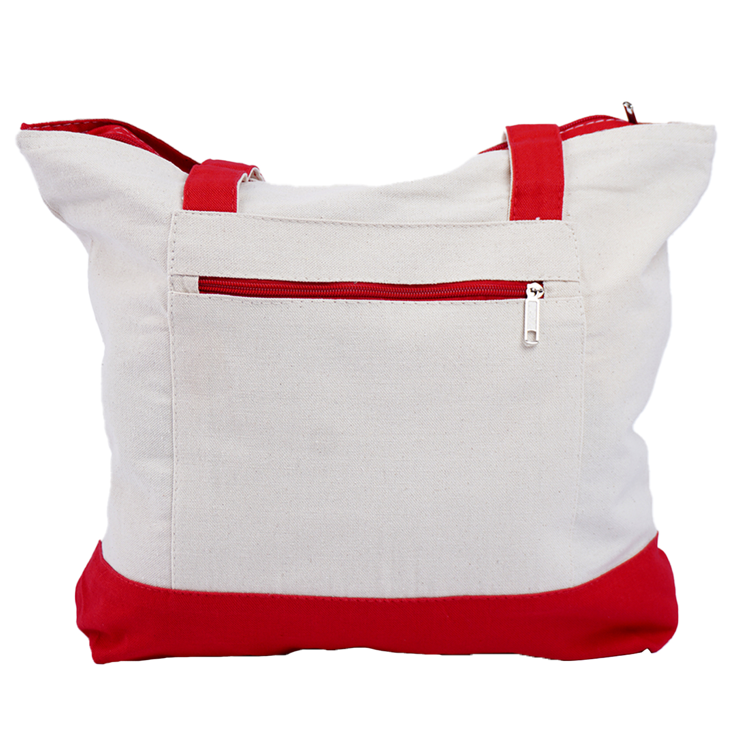 12 oz. Cotton Canvas Zipper Shopping Tote Bag USA Decorated (18" x 14") 1