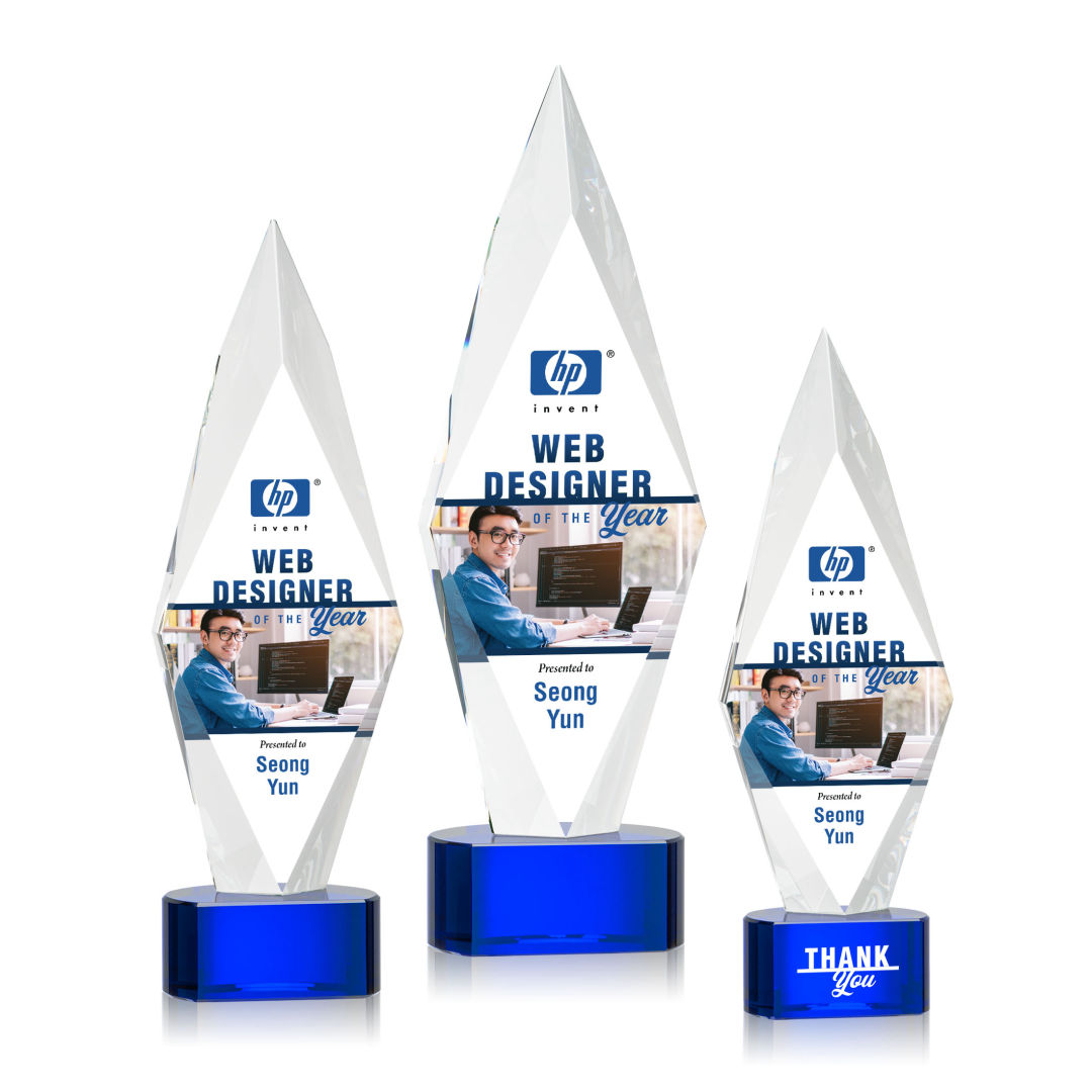 Manilow VividPrint™ Award on Paragon Base - Blue 9