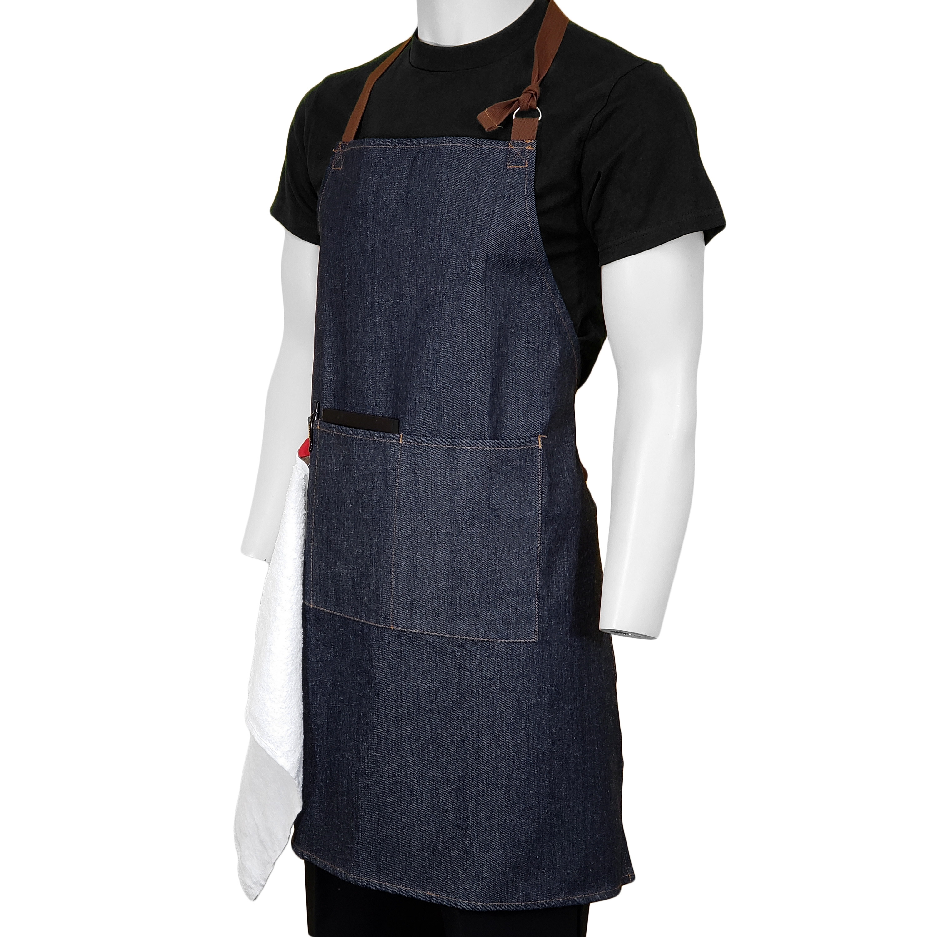31 in. x 26 in. Adjustable Denim Bib Apron with Pockets (BLANK) 3