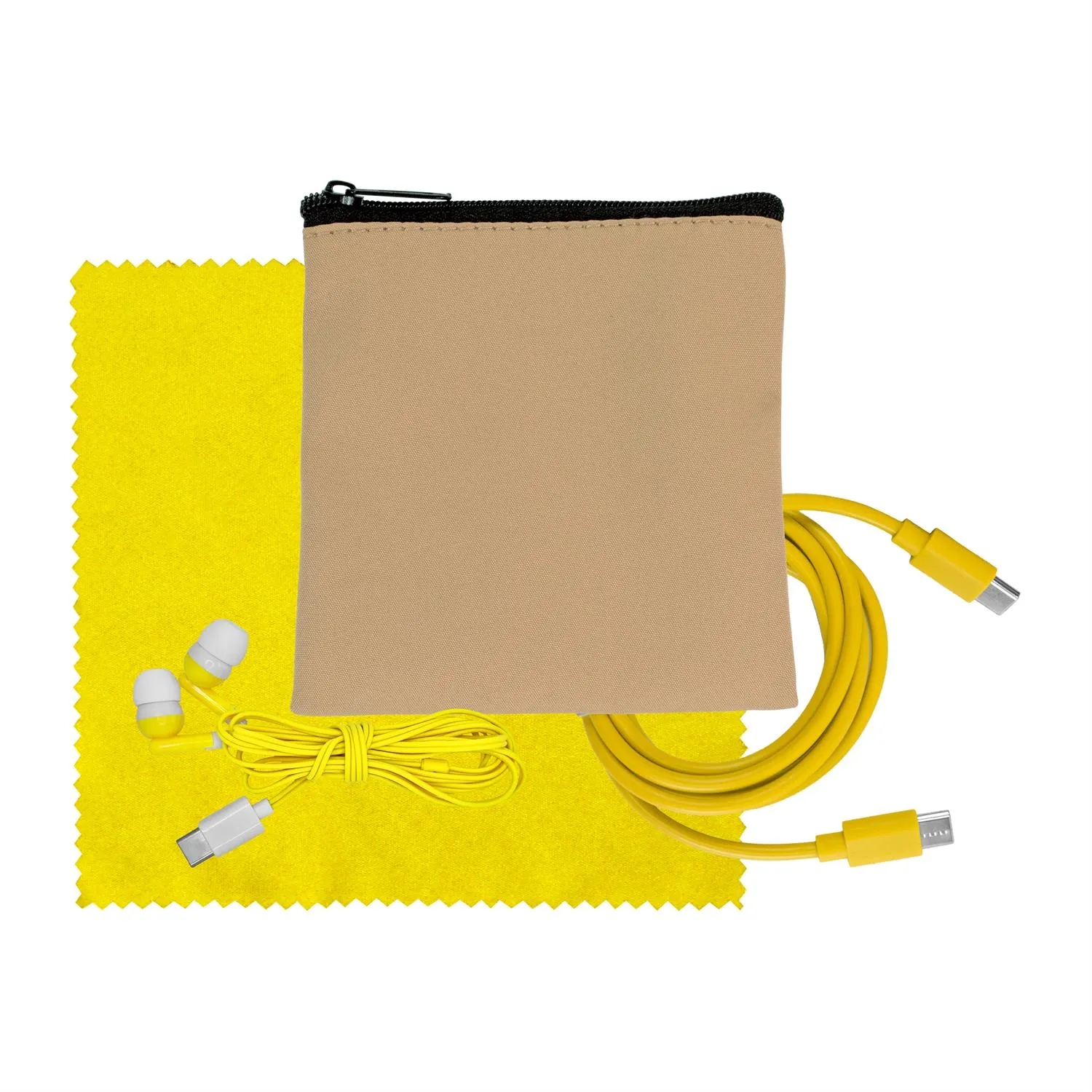 Tan Executive C to C Cable, Cloth & Ear Bud Set 20