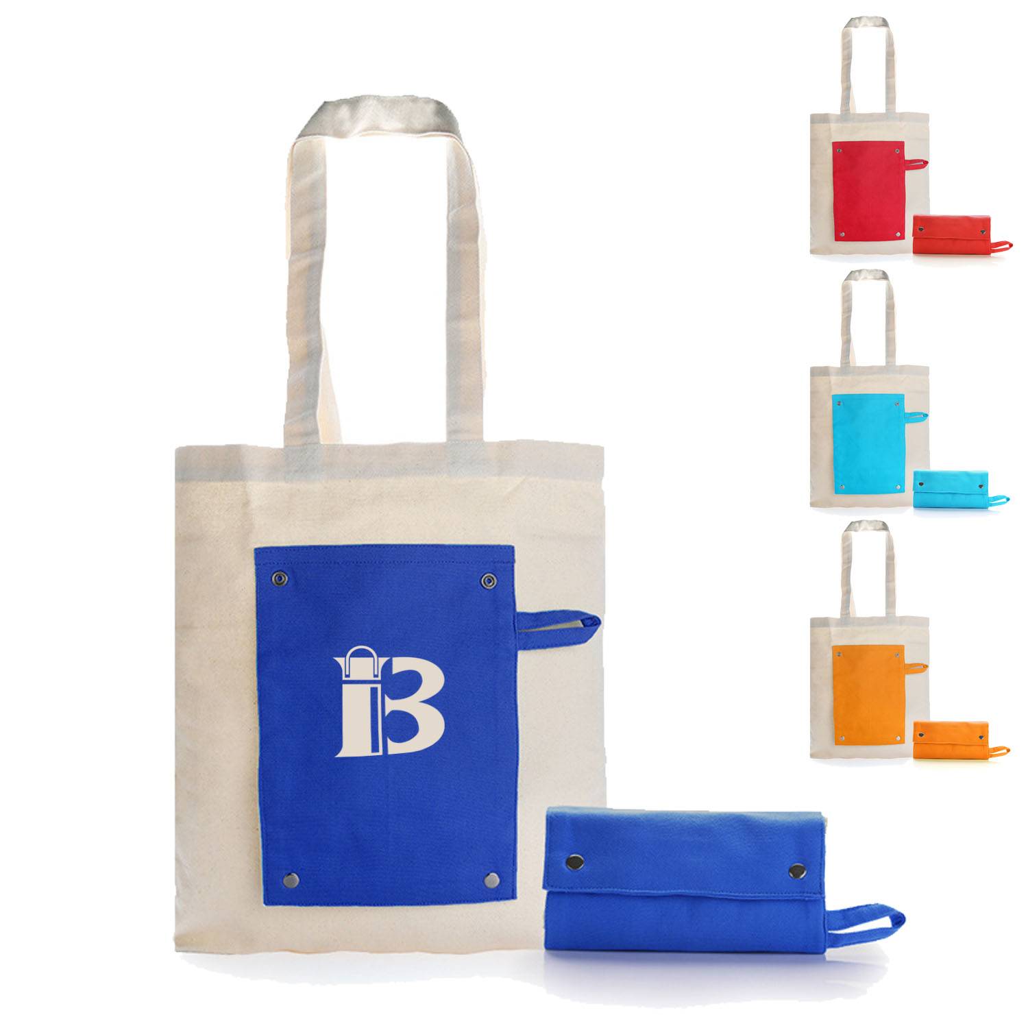 Foldable Portable Canvas Tote Bag, custom tote bag with logo imprint 1