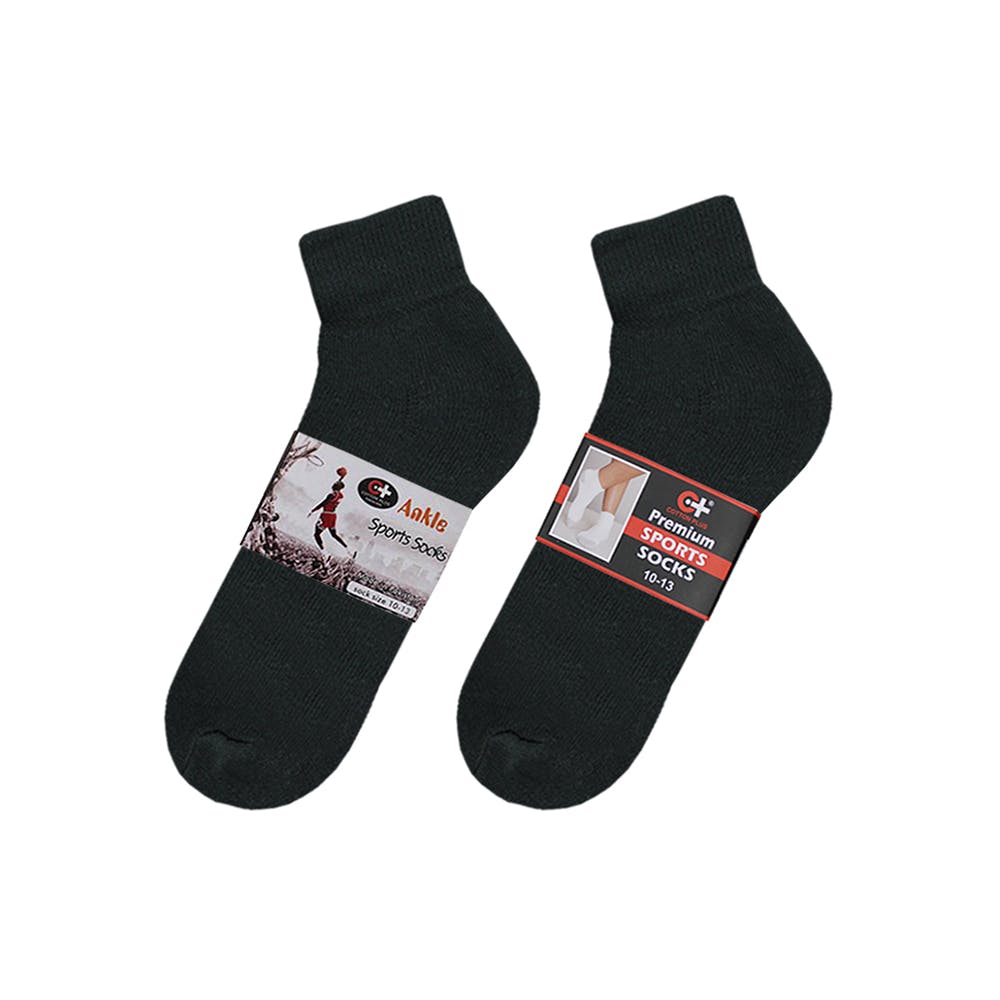 Men's Ankle Socks - Black 10-13 2
