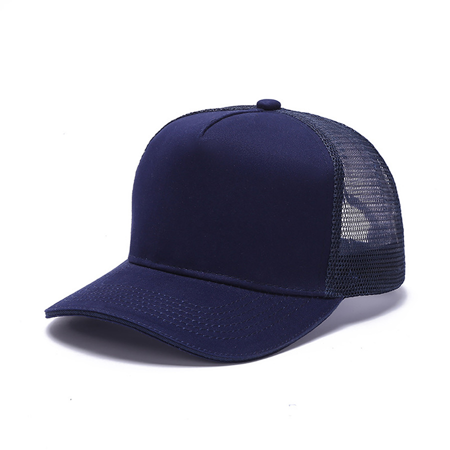 Stock Solid Color Cotton 5-Panel Trucker Cap 8