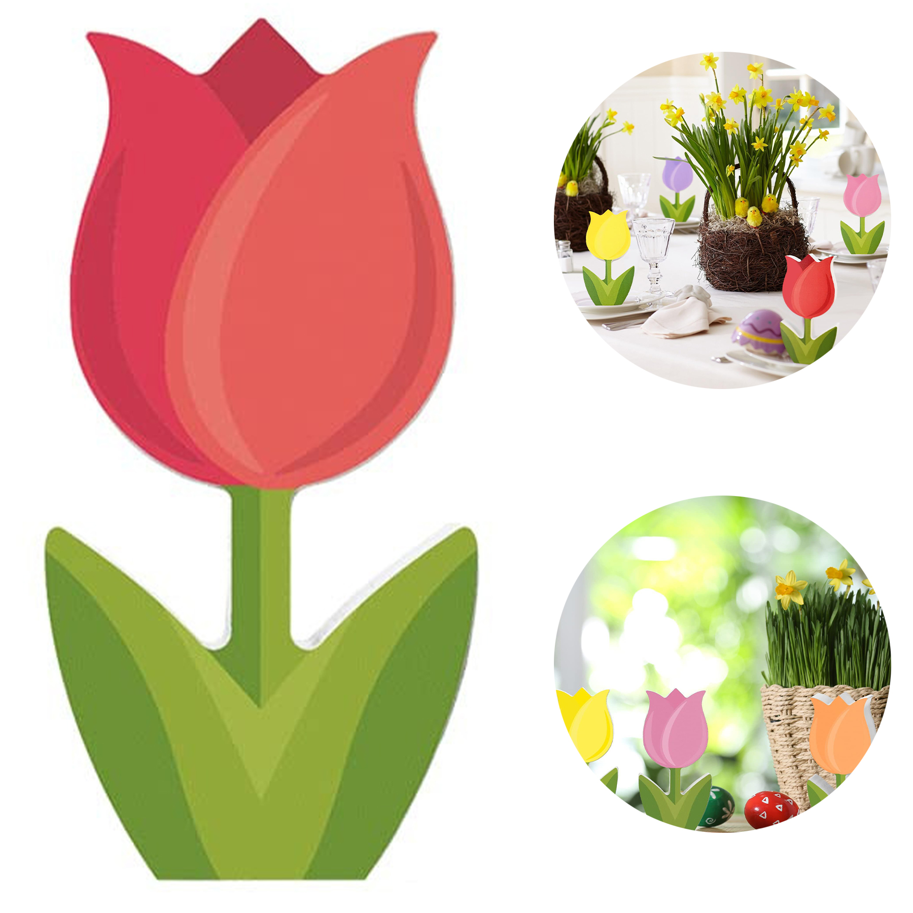 6 Pcs Wooden Tulips Dcor 2