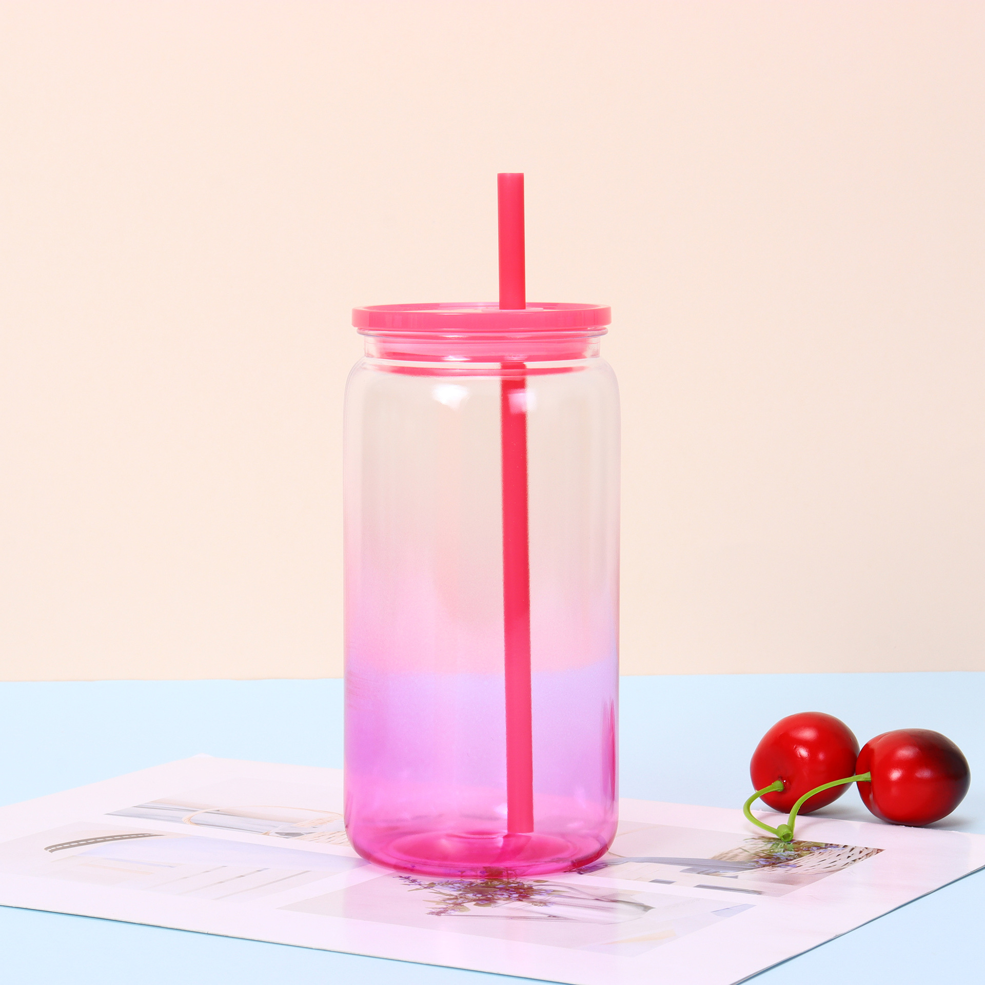 16 oz Plastic Tumbler with Straw and Lid 10