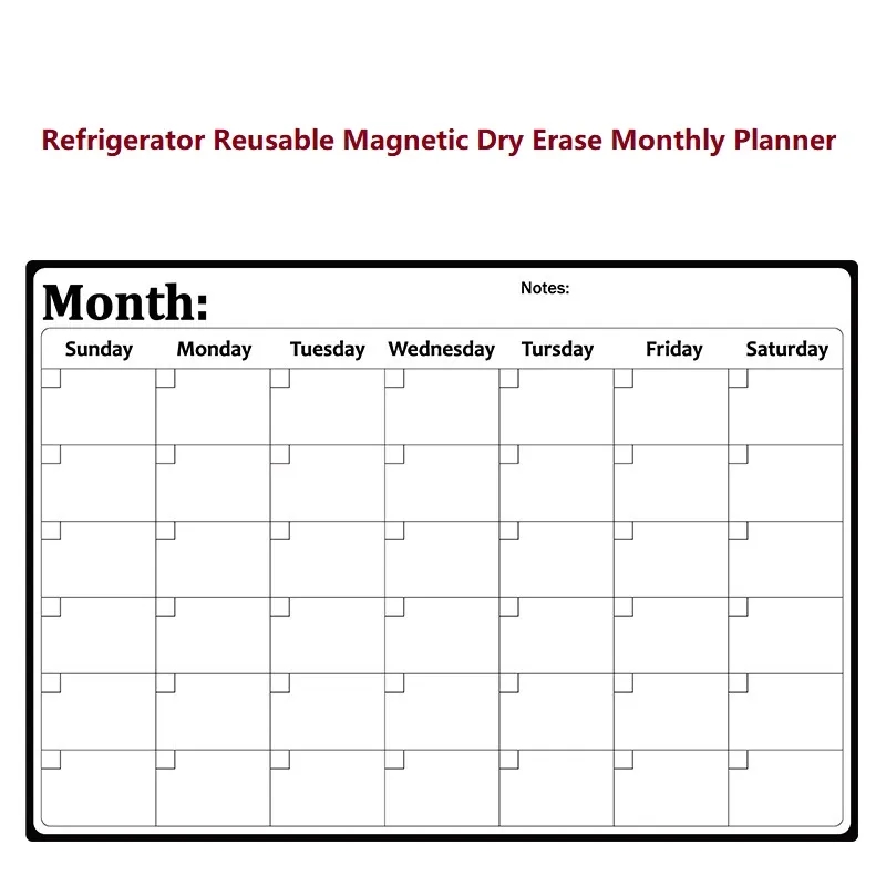 Refrigerator Reusable Magnetic Dry Erase Monthly Planner 2