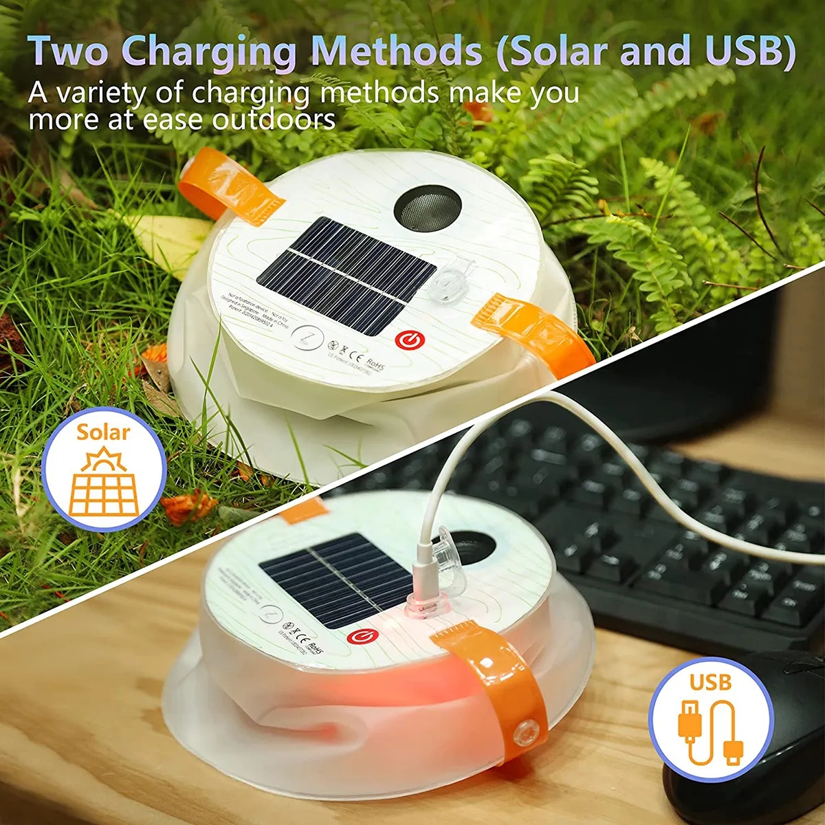 USB Solar Inflatable Waterproof Light With Bluetooth Speaker 5