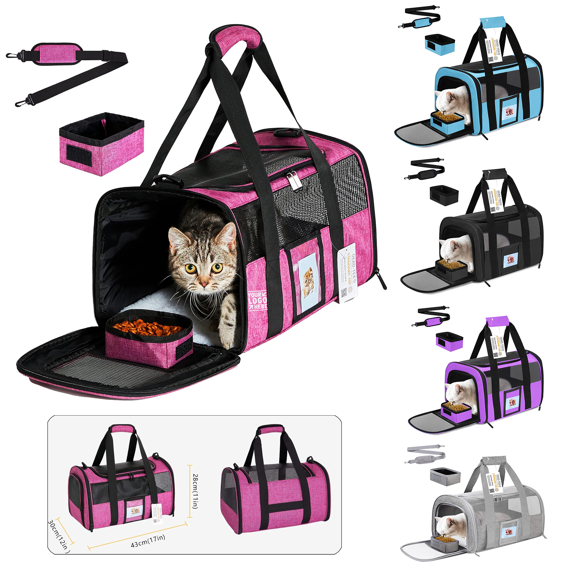 Airline Approved Under 15lb Small Medium Kitten Cat Dog Pet Carrier 2