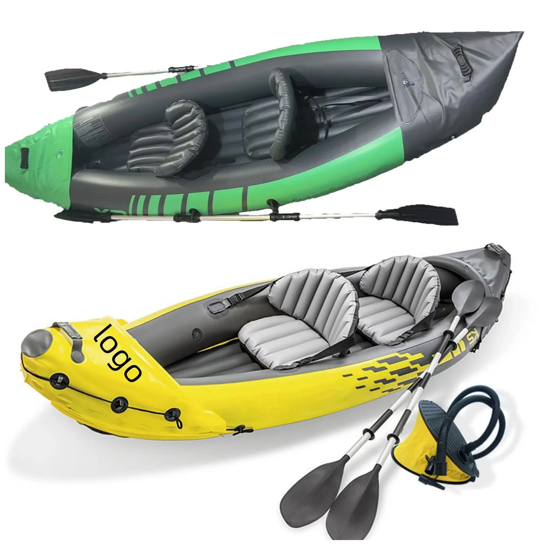 2 Man Inflatable Canoe & Kayak With Aluminum Oars 3