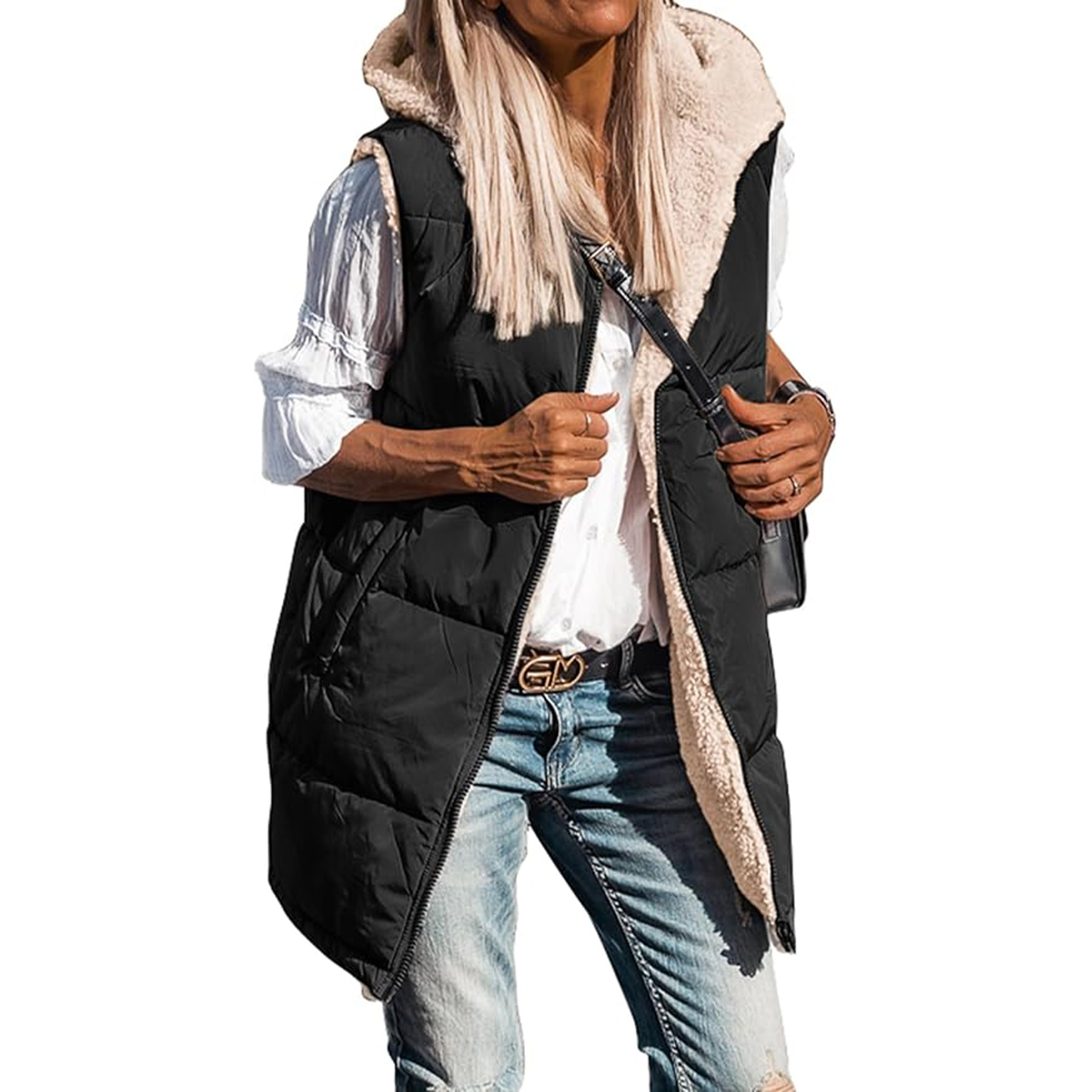 Winter Long Sleeveless Hooded Jacket 12