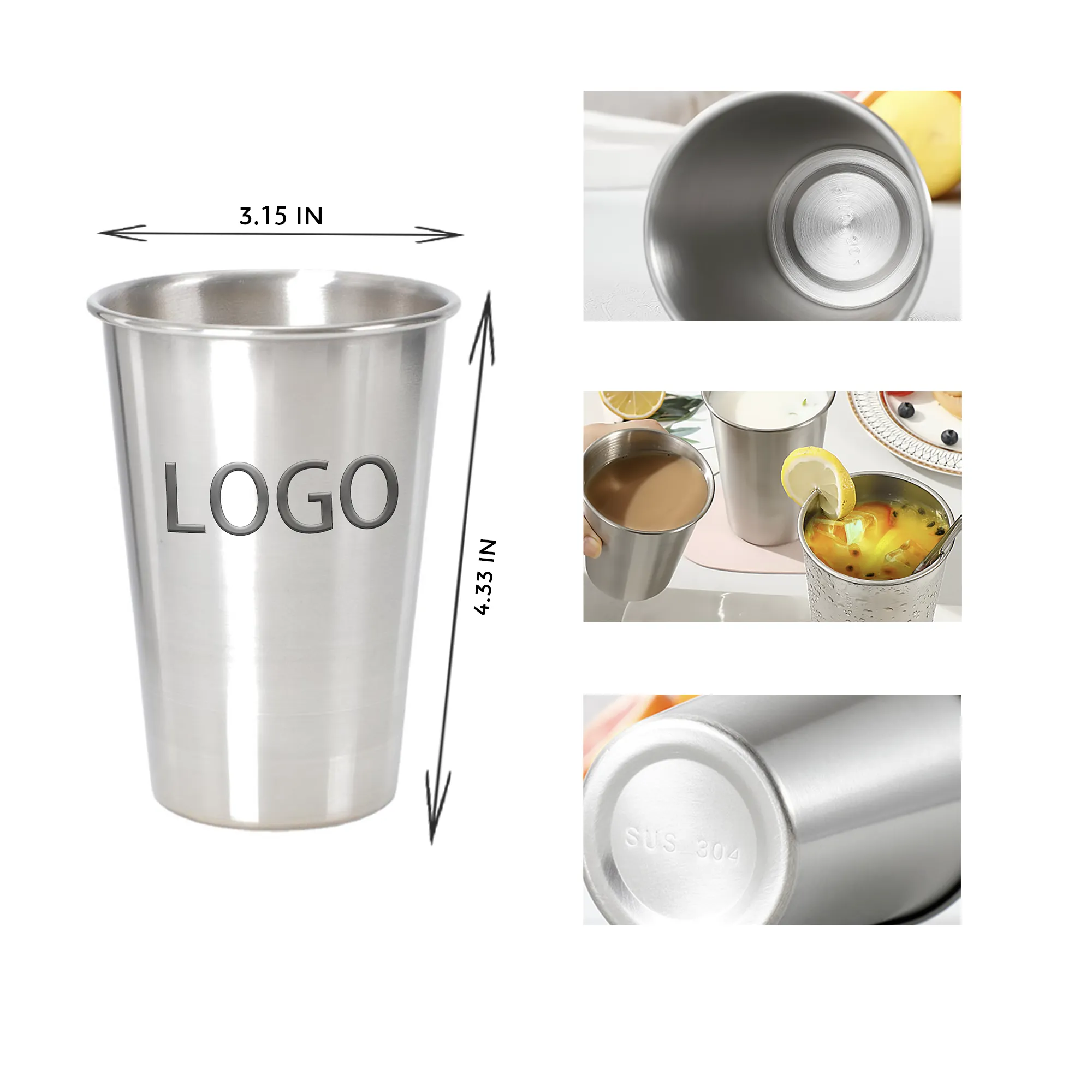 MOQ 10 PCS 12 OZ Stainless Steel Cup