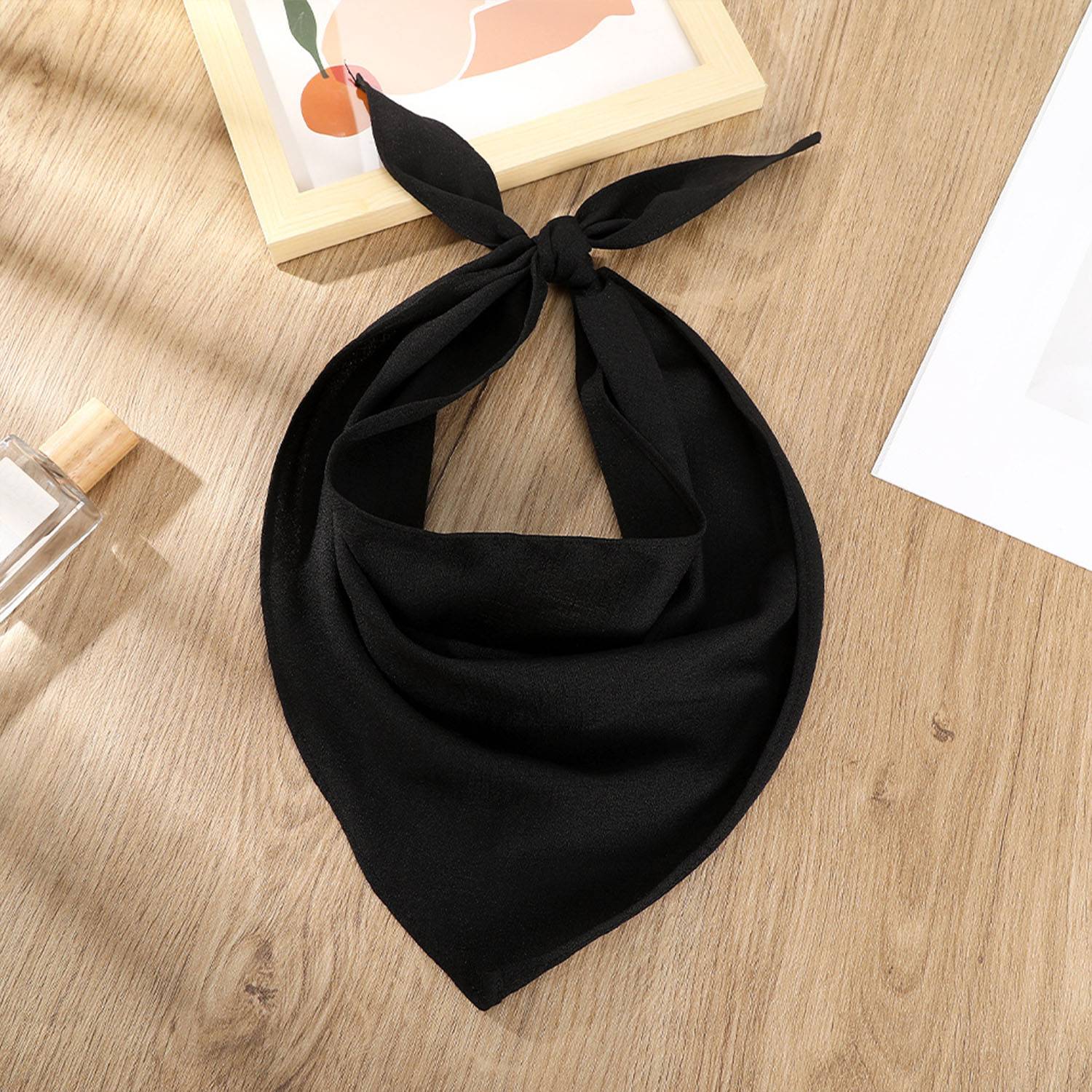Solid color triangular scarf headband 7