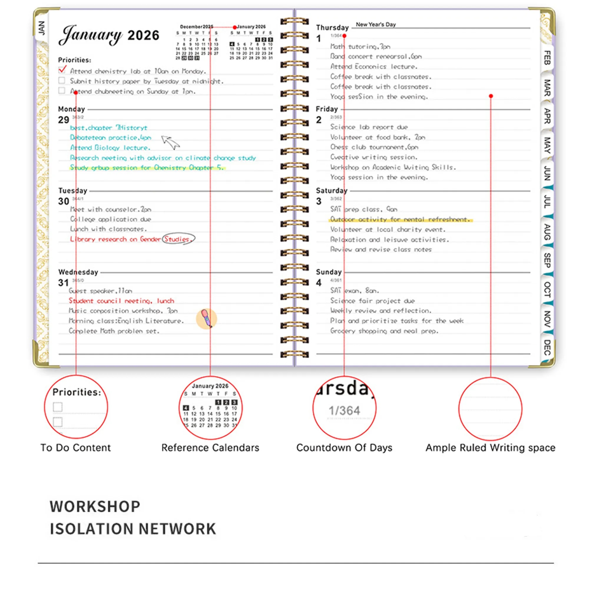 Coil Notebook Weekly Planner Calendar Professional Organizer 5