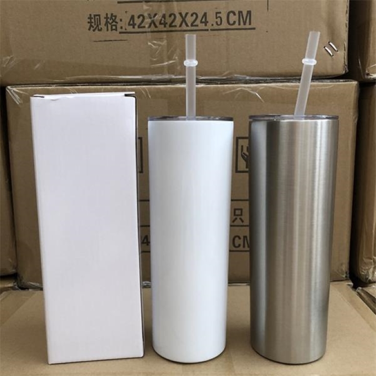 20oz Stainless Steel Straight Slimming Cup With straw 11