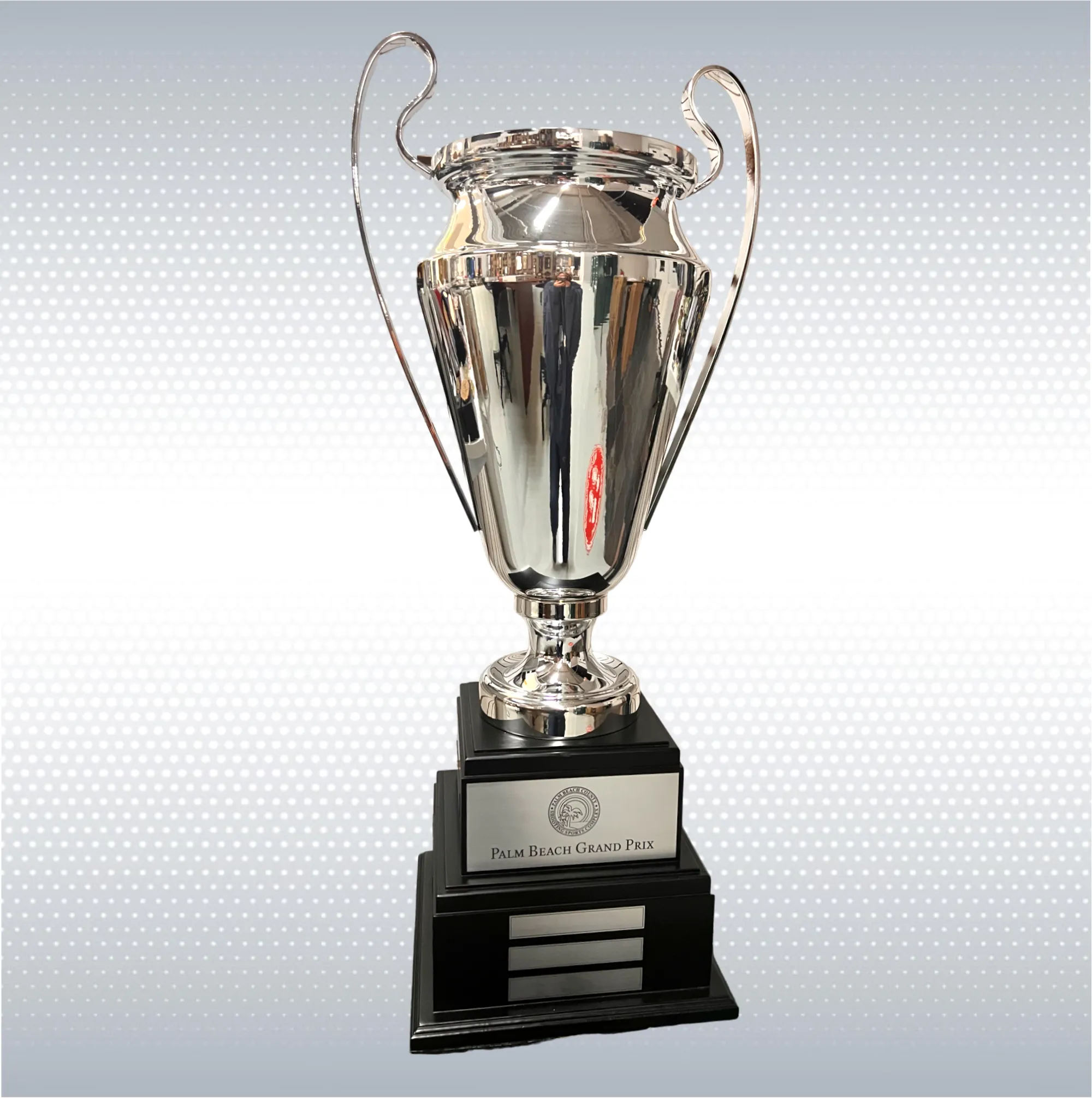 33" Metal Italian Cup Trophy W/ Ebony Wood Perpetual Base 2