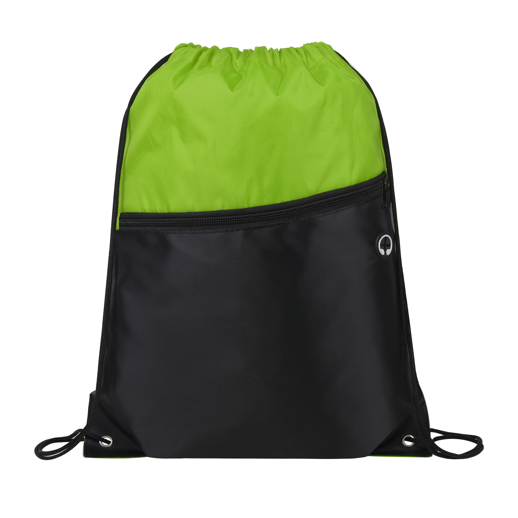Two-Tone Drawstring Backpack With Front Zipper 20