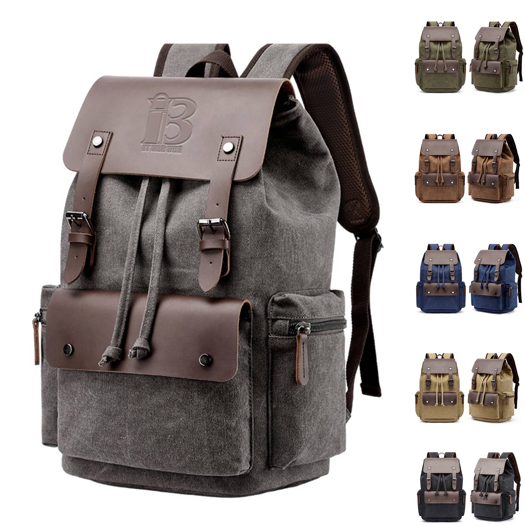 Men's Canvas Vintage travel Laptop Backpack 10