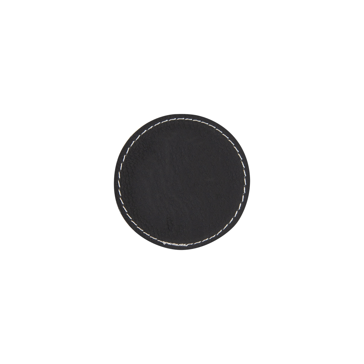 2" Black/Silver Leatherette Round Patch with Adhesive 2