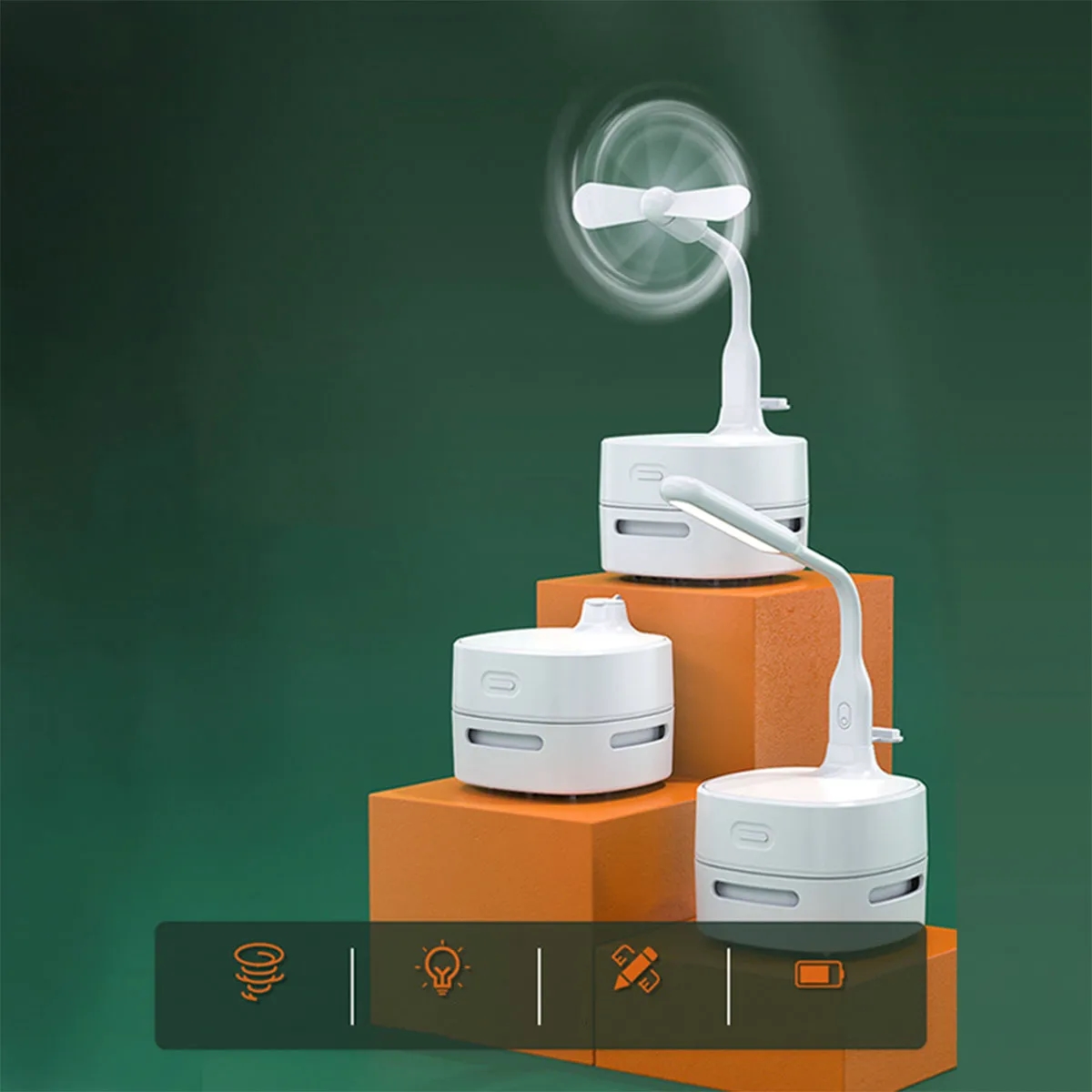 Desktop Vacuum Cleaner with Lamp Wirleess charging Fan Alarm 5