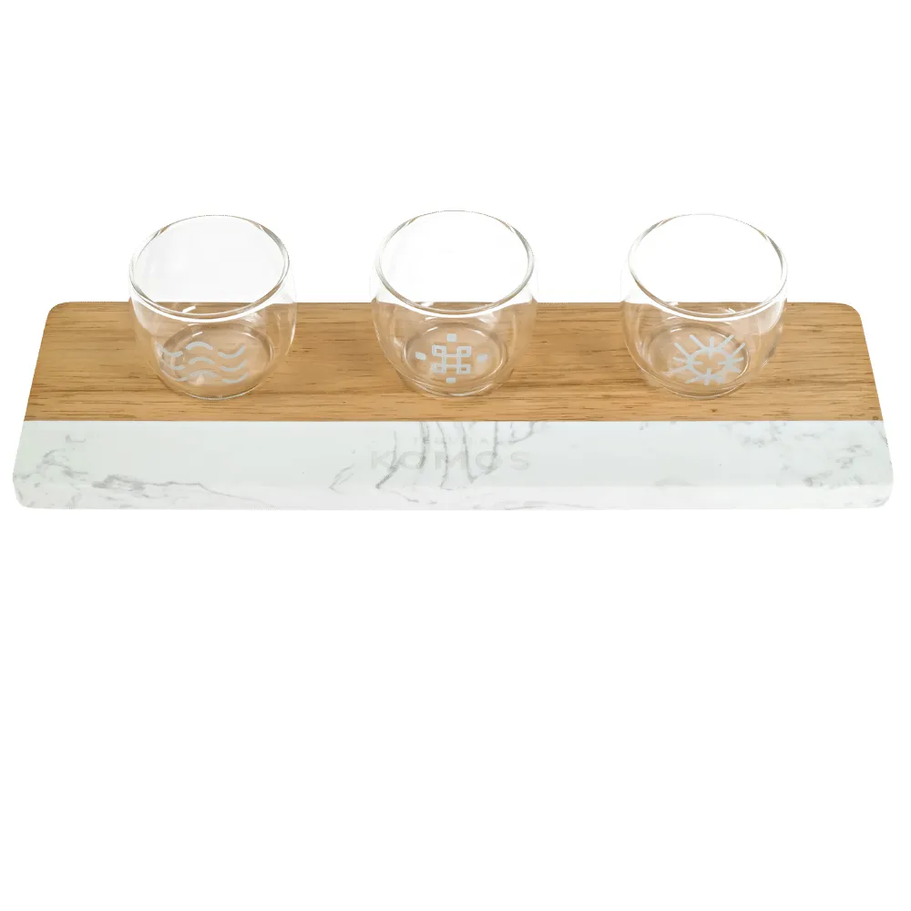 Marble & Bamboo Hybrid Tasting Flight Tray 9