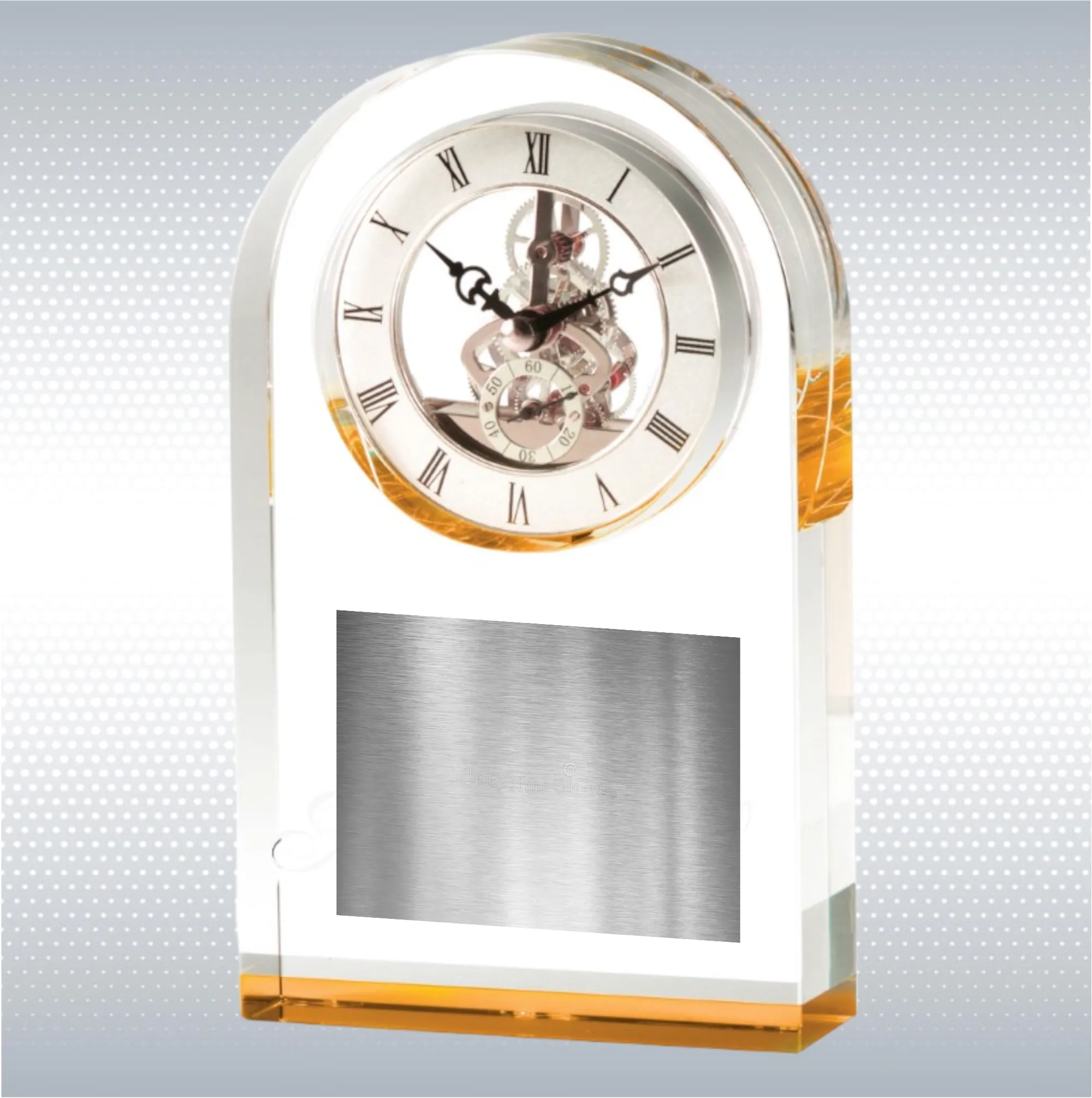 9" Elegant Gold Crystal Desk Clock Award 3