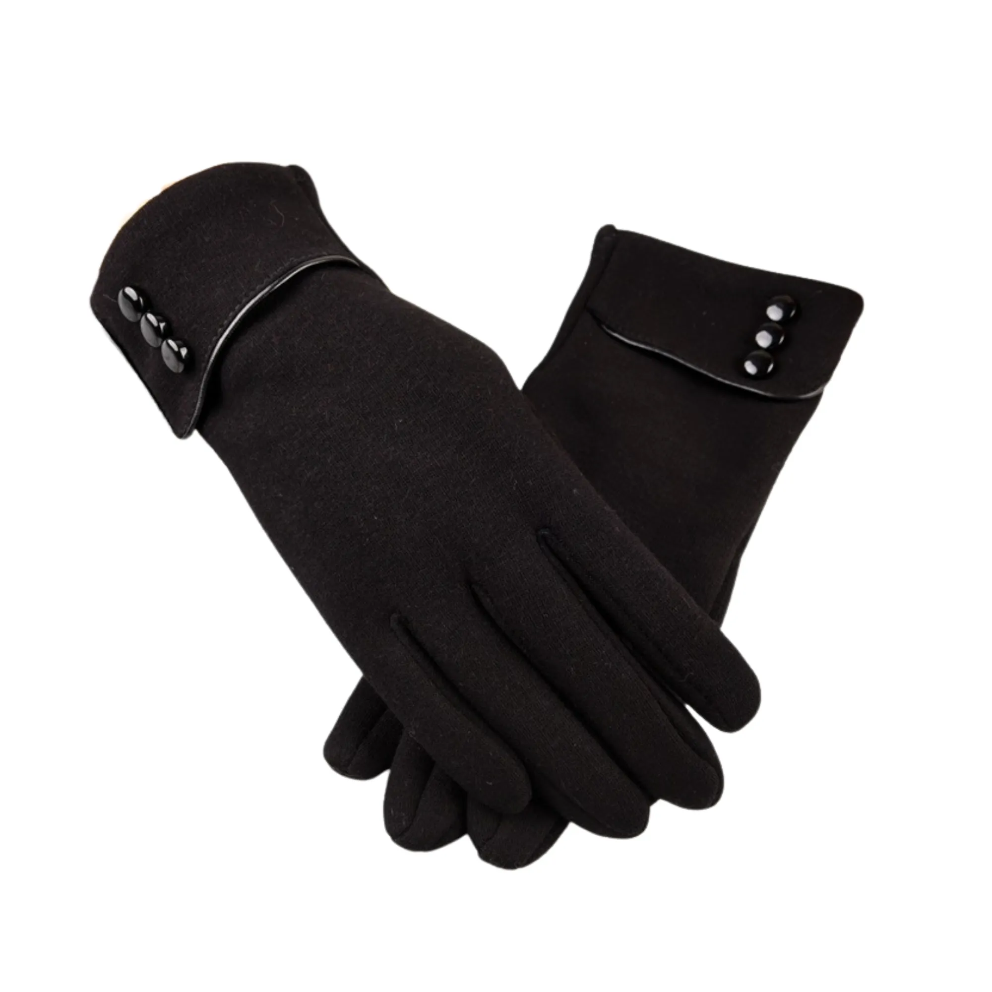 Winter Fleece-Lined Three-Button Flip-Top Thermal Gloves 7