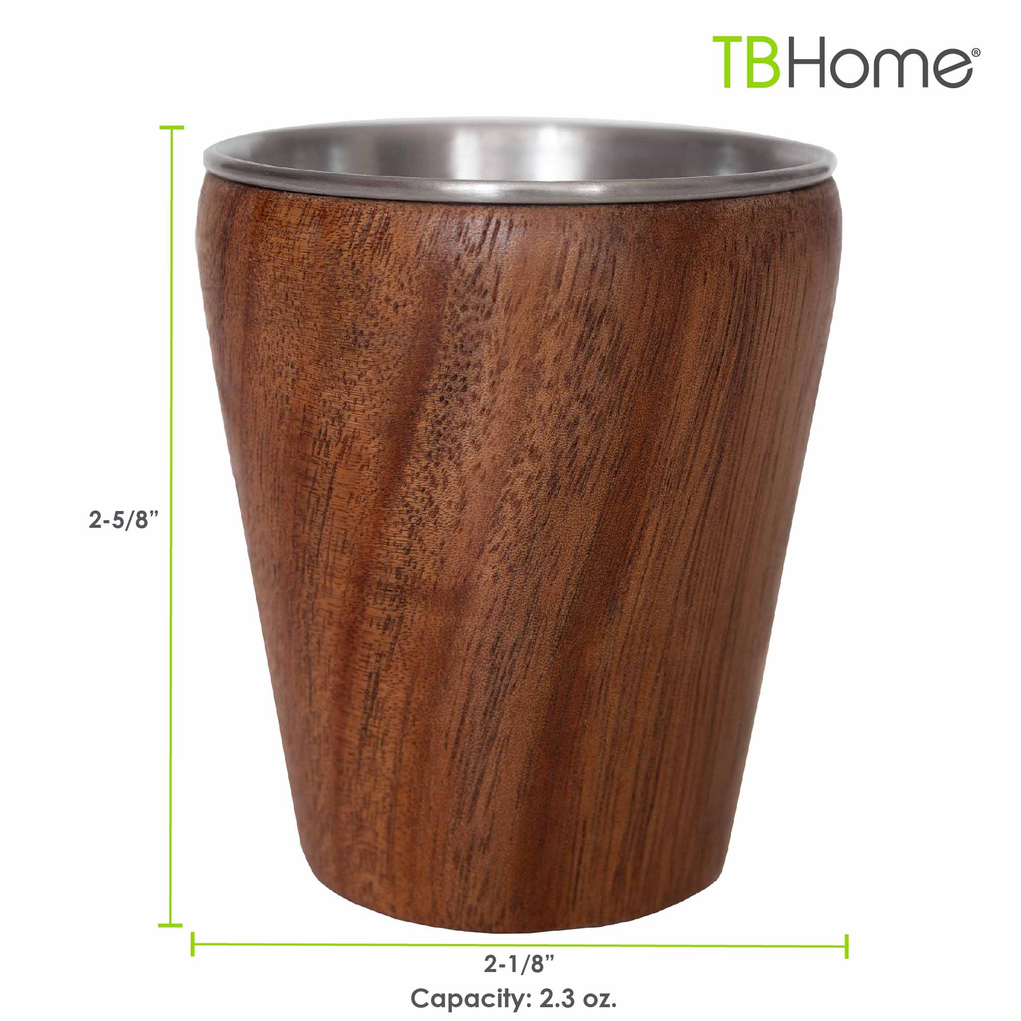 Rock & Branch® Acacia Wood and Stainless Steel Shot Glass 2