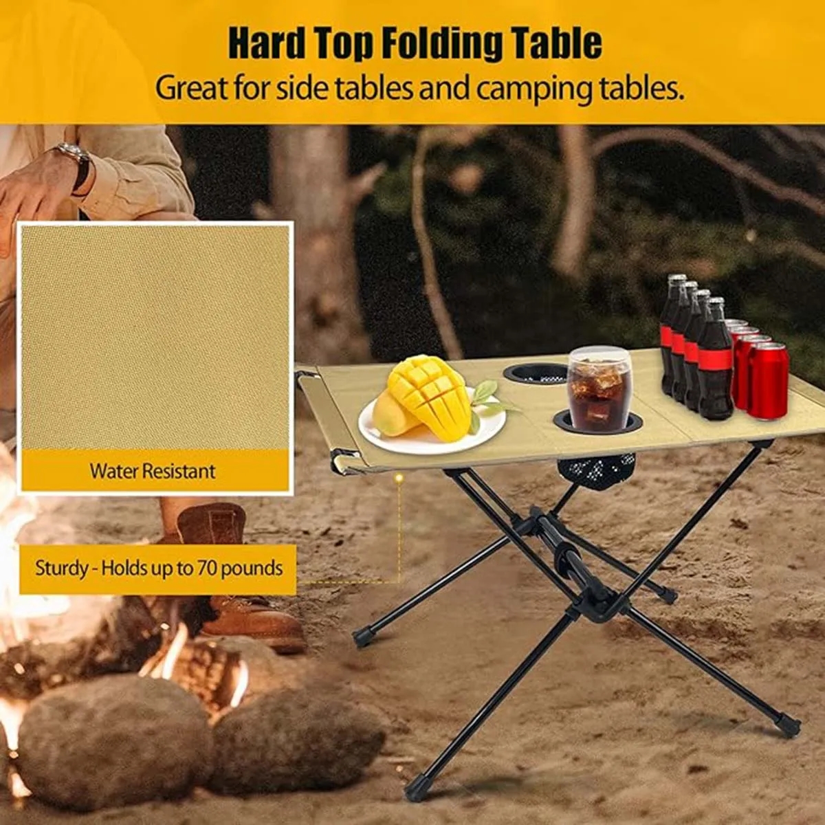 Folding Compact Camping Table with 2 Cup Holders 3